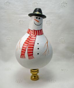 Snowman Lamp Finial Painted Gourd