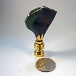 Lamp Finial Freeform Dark Green Stone 2 1/2"
