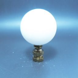 Lamp Finial White Marble Ball Brass Hardware