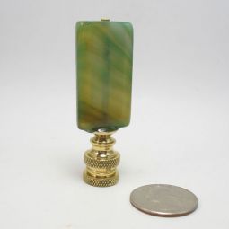 Lamp Finial Green Agate Stone Rectangle