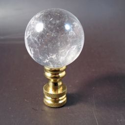 Lamp  Finial Clear Quartz Stone Ball Brass Hartware