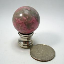 Lamp Finial Pink and Gray Stone Ball Dual Thread