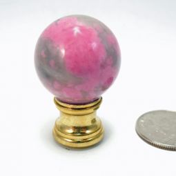 Lamp Finial Gray and Pink Small Stone Duel Thread
