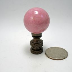 Lamp Finial Rose Pink Ball Natural Stone