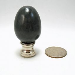 Lamp Finial Black Stone Egg Silver Duel Thread