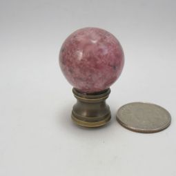 Lamp Finial Pink Rose Stone Ball Dual Thread