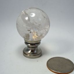Lamp Finial Clear Quartz Stone Ball Silver Color Hardware