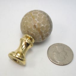 Lamp Finial Rustic Stone Ball Gray/Beige