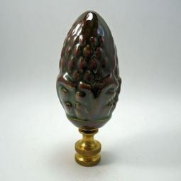 Lamp Finial Green/Brown Ceramic Seed Pod