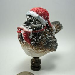 Lamp Finial Snow Covered Christmas Bird