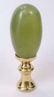 Lamp Finials:  Med Green Jade Oval  21/2" overall