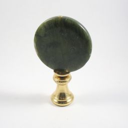 Lamp Finials:  Round Dark Green  Disk  2 1/4'' tall overall
