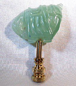 Lamp Finial:  Green Jade Horse 3" overall