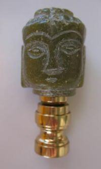 Green Jade Buddha Head. 2 1/2" tall overall