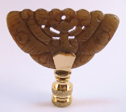 Lamp Finial:  Med. Brown Carved Stone.  2 1/4" overall