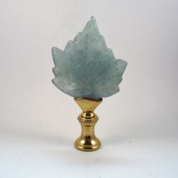 Lamp Finial Green Jade Like Stone Leaf