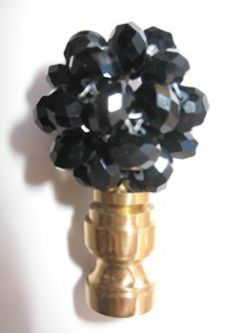Lamp Finial: Black crystal beads 2" tall overall.