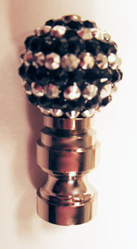 Lamp Finial: Black and Silver Ball. 1 3/4"" tall overall"