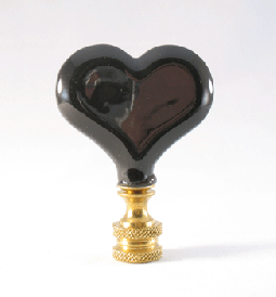 Finial:  Black Ceramic Heart.  2 1/4" overall