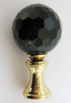 Black Glass Ball (faceted). 2" tall overall
