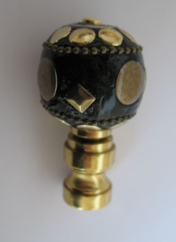 Lamp Finial: Black Fancy Ball. .2" tall overall.