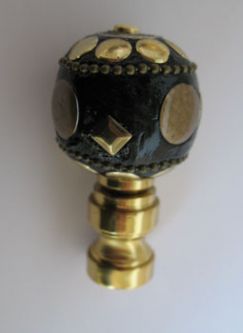 Lamp Finial: Black Fancy Ball. .2" tall overall.