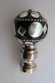 Black and Silver Ball. 2" tall overall