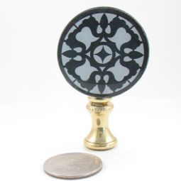 Lamp Finial Black and White Design on Resin