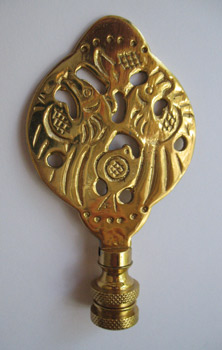 Finial:  Brass Fish Symbol. 3 1/2" overall