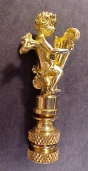 Polished Brass Angel with Harp 2 1/2 inch finial