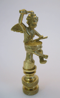 Finial:  Brass Angel with a Drum. 2 1/2" overall