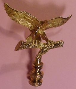 Lamp Finial: Polished brass Eagle 3 x 3 inch finial