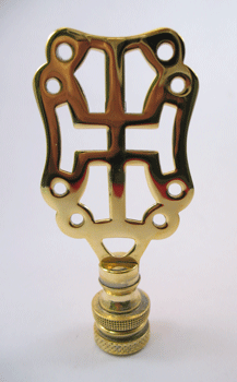Finial:  Gold Plated Asian Symbol. 2 7/8" overall