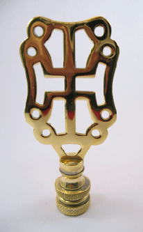 Finial:  Gold Plated Asian Symbol. 2 7/8" overall