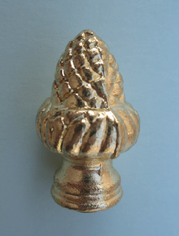 Lamp Finial: Brass Plated Acorn. 1 1/2" tall overall