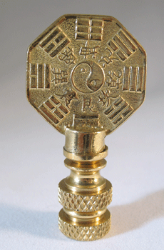 Finial:  Hex Brass Coin.  2" overall