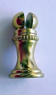 Finial Base  Brass Slotted Finial Swivel  1 1/8 inches tall overall