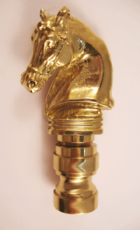 Lamp Finial: Brass Horse Head 2 1/4 inches tall.