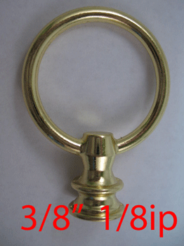 Finial:  Brass Ring 3/8" 1/8ip thread