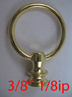 Finial:  Brass Ring 3/8" 1/8ip thread