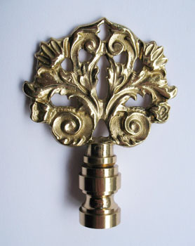 Lamp Finial Solid Brass Filigree Point Set Square