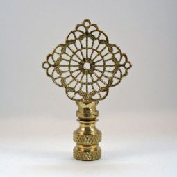 Lamp Finial Solid Brass Filigree Point Set Square
