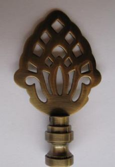 Lamp Finial: Antiqued Brass Pineapple Symbol 3" tall overall
