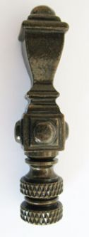 Lamp Finial.  Tall Square Antiqued Brass.