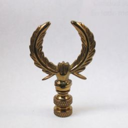 Lamp Finial:  Antiqued Brass Wreath in Hand
