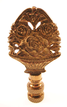 Finial:  Antiqued Basket of Flowers.  2 3/4" overall