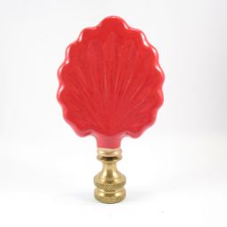 Finial: Red Ceramic Leaf. 3  overall