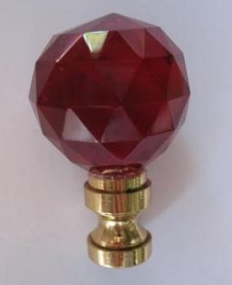 Red Crystal Ball on Brass swivel.  2 inches overall