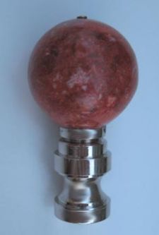 Lamp Finial:  Red Coral Ball. 2" tall overall.
