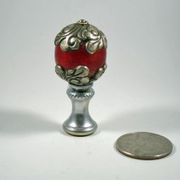 Lamp Finial Red and Silver Ball Sphere